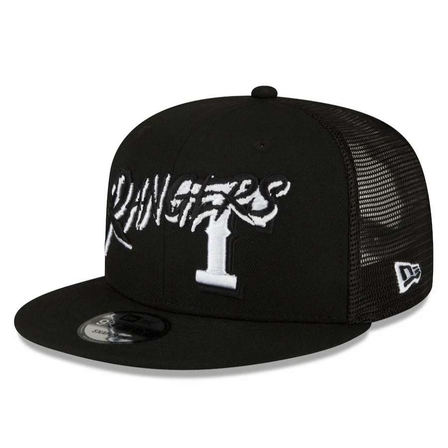 Texas Rangers Caps * | Men'S Texas Rangers New Era Black Street Trucker 9Fifty Snapback Hat